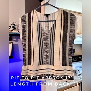 DREW Brand Like New - XS Top Navy Cream Fringe Detail Versatile Staple Shirt